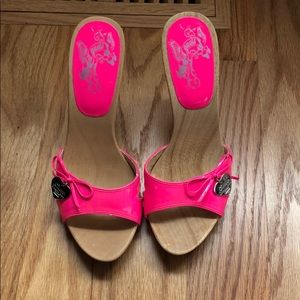 Hot pink slip on heels
